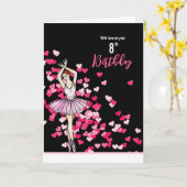 8e Verjaardag Wensen Ballerina Roze Jurk Kaart (Gele Bloem)