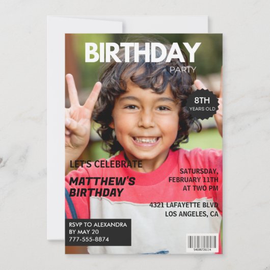 8e verjaardagsuitnodiging voor hem Magazine Hoesje Kaart (Voorkant)