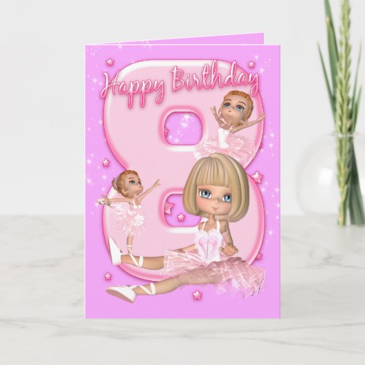 8ème Carte d'anniversaire avec la ballerine (Devant)