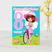 8ème Fille assez petite de carte d'anniversaire (Fleur jaune)