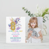 8ème Rainbow Unicorn Invitations Anniversaire avec (Debout devant)
