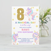 8ème Rainbow Unicorn Invitations Anniversaire Vol (Debout devant)