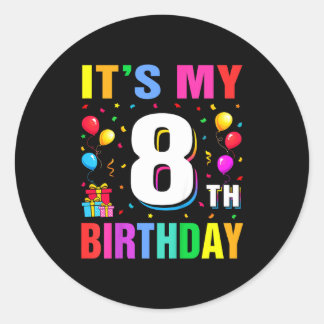 8th birthday 8 eight happy birthday boys or girls ronde sticker