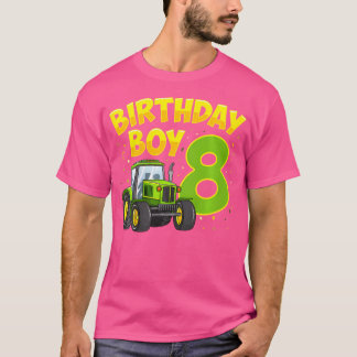 8Th Birthday Boy 8 Year Old Farm Truck Tractor Par T-shirt