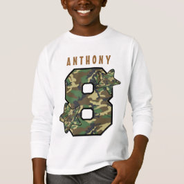8th Birthday Boy Camo en Stars Custom Name V01H T-shirt