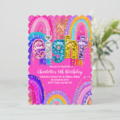 8th Birthday Cute Rainbow Invitations Kaart (Staand voorkant)