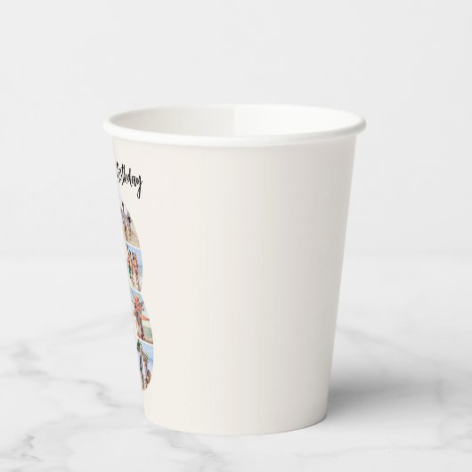 8th Birthday Photo Collage Number 8 Paper Cups Papieren Bekers (Links)