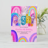 8th Birthday Sequin Rainbow Party Invitation (Debout devant)