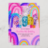 8th Birthday Sequin Rainbow Party Invitation (Devant / Derrière)