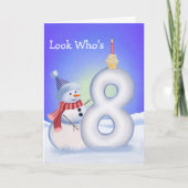 8th Birthday Snowman with a Snowy Eight  Kaart (Voorkant)