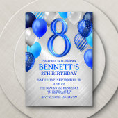 8th Boys Blue Birthday Invitation