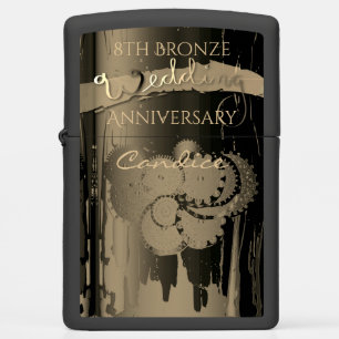 8th Bronze Wedding Jubileum met naam Zippo