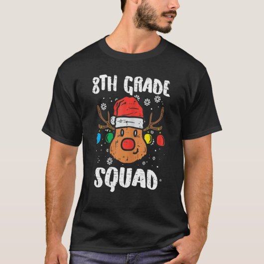 8th Grade Squad Reindeer  Teacher Christmas  1 T-shirt (Voorkant)