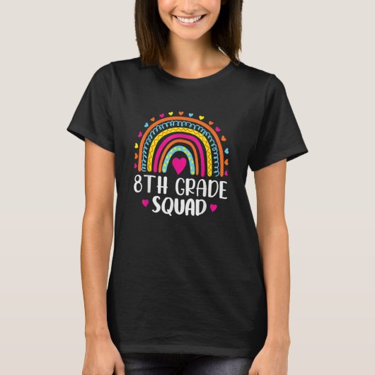 8th Grade Squad Teacher Student Rainbow 100th Day T-shirt (Voorkant)