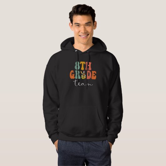 8th Grade Team Retro Groovy Women Happy First Day  Hoodie (Voorkant volledig)