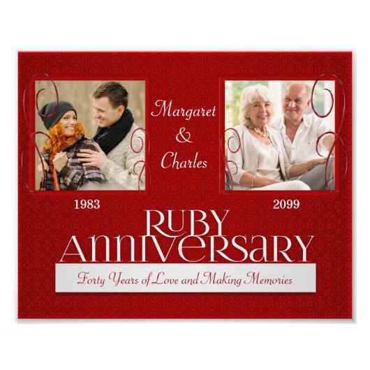 8x10 40e Annivsersaire Ruby Collage photo (Devant)