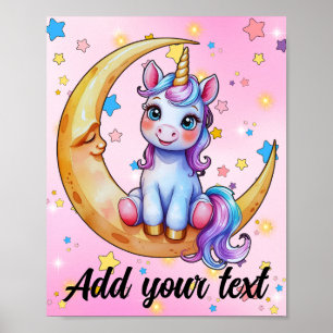8x10 Baby Eenhoorn Maan Poster