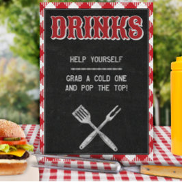 8x10 Backyard BBQ Birthday Drink Table Sign Poster