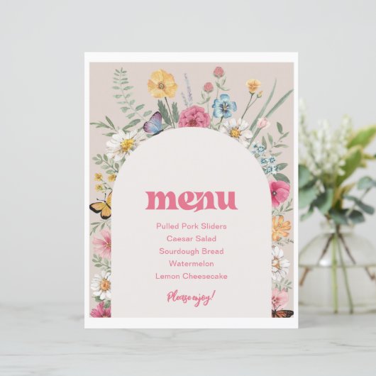 8x10 bedrukte Wildflower Menu Sign (Staand voorkant)