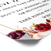 8x10" bordeauxrode boho bloem bruidsaangifte bord poster (Hoek)