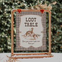 8x10 Bruine Gingham Cowboy Loot Tafelbord