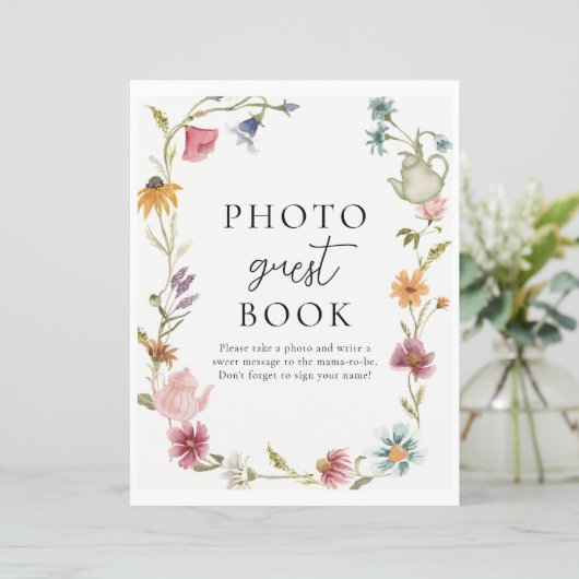 8x10 Floral Tea Guestbook Sign (Staand voorkant)