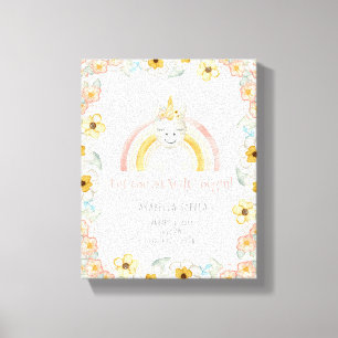 8x10 Geboorte Stat Magic Eenhoorn Baby Meisje Wate Canvas Afdruk