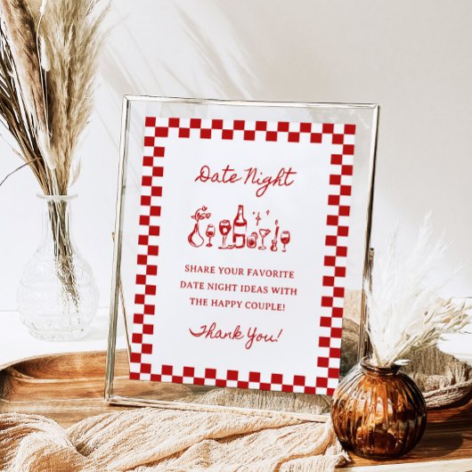 8x10" Handgeschreven Wavy Border Date Night Ideeën Poster