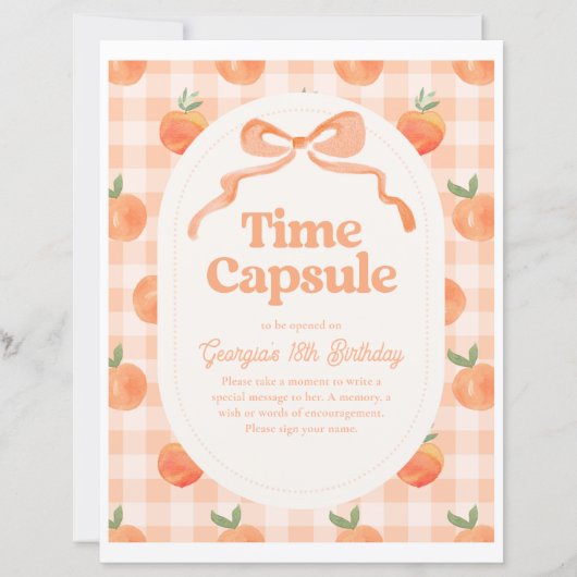 8x10 Inch Peach Time Capsule Sign (Voorkant)