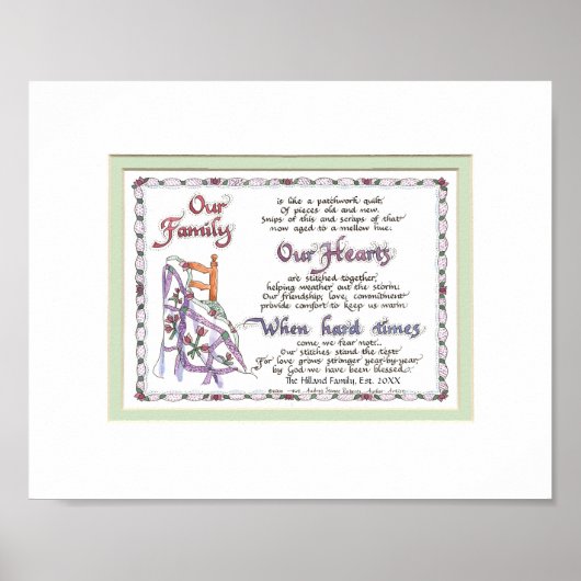 8x10 M464 - onze familiepatchwork Quilt Poster (Voorkant)
