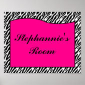 8x10-naam Wall Art Hot Pink Zebra Animal Print (Voorkant)