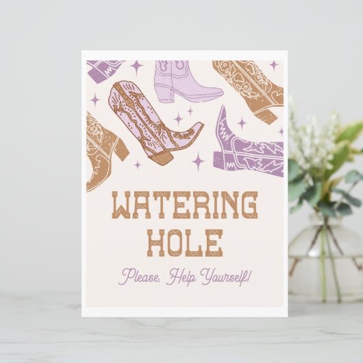 8x10 Paarse Cowgirl Watering Hole Sign (Staand voorkant)