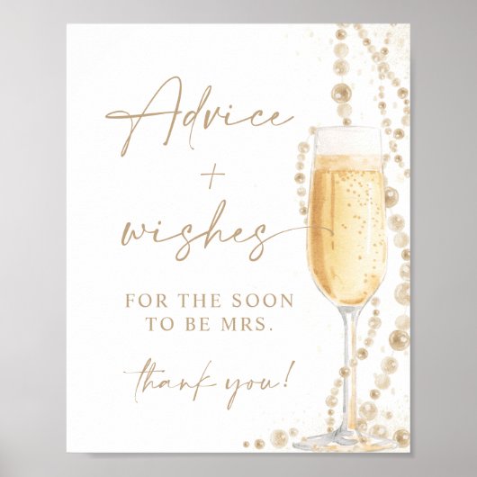 8x10" Parels en Prosecco advies en wensen ondertek Poster (Voorkant)
