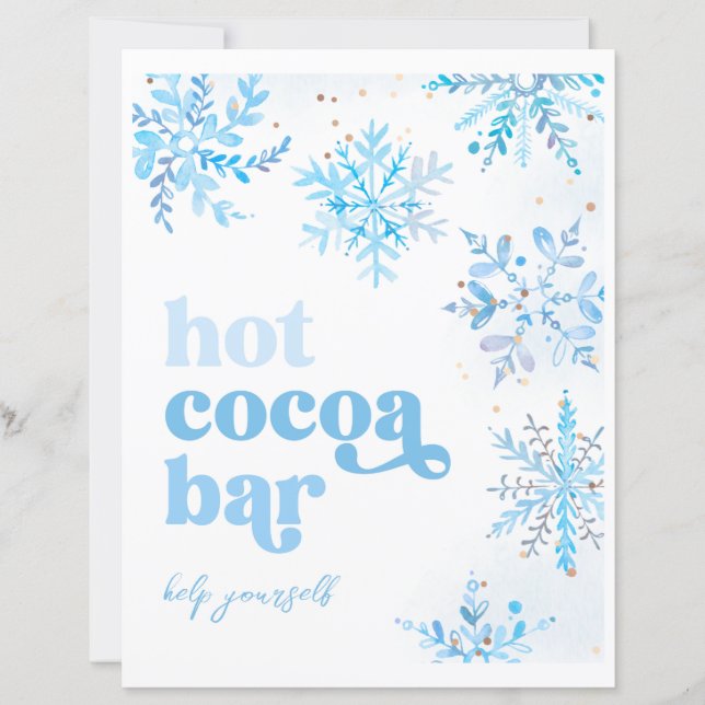 8x10 Snowflake Hot Cocoa Bar Sign (Voorkant)