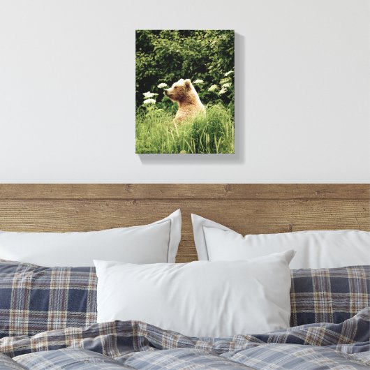 8x10 Stretched Canvas Afdrukken met grizzly-beer (Insitu (Slaapkamer))