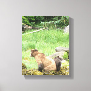 8x10 Stretched Canvas Afdrukken met grizzly beer &