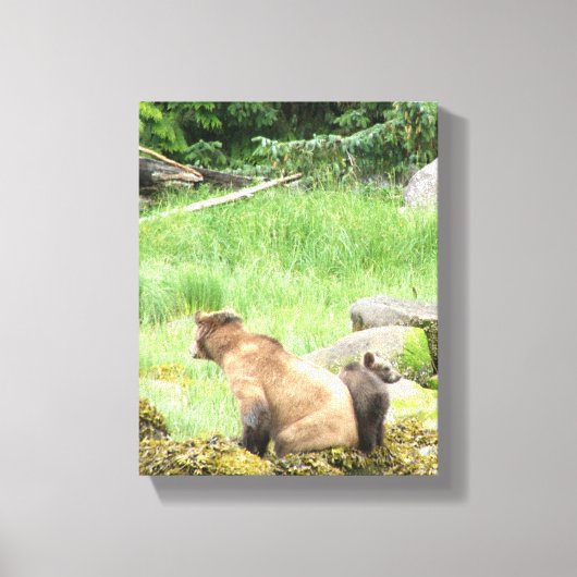 8x10 Stretched Canvas Afdrukken met grizzly beer & (Voorkant)