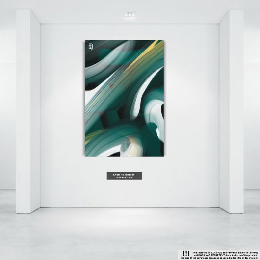 8x10"Trend Abstract Kunstcanvas Zwart Wit Groen Canvas Afdruk