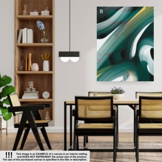 8x10"Trend Abstract Kunstcanvas Zwart Wit Groen Canvas Afdruk
