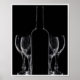 8X10 Wijnfles en glazen Wall Art Poster