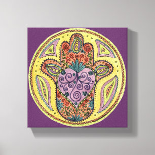 8x8 Hamsa Mandala - Premium - Versterkt Canvas afd Afdruk