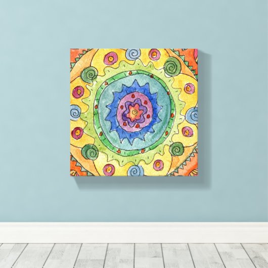 8x8 Rainbow Mandala Premium - Versteld Canvas afdr (Insitu (Houten vloer))