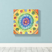 8x8 Rainbow Mandala Premium - Versteld Canvas afdr Afdruk (Insitu (Houten vloer))