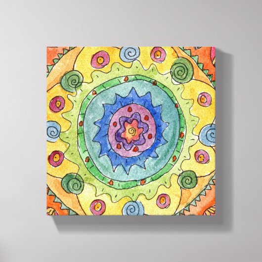8x8 Rainbow Mandala Premium - Versteld Canvas afdr Afdruk (Voorkant)