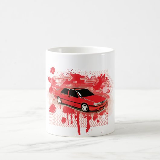 9000 rouge aérien, tasse grunge de style (Centre)