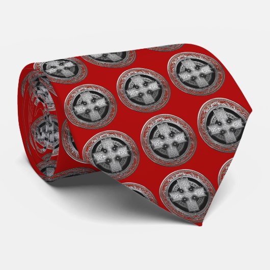 [900] Ancient Celtic Sacred Silver Knot Cross Stropdas (Opgerold)