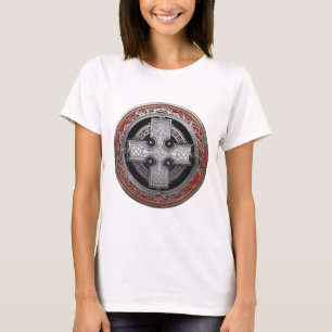 [900] Ancient Celtic Sacred Silver Knot Cross T-shirt