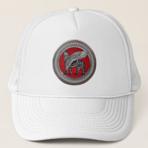 [900] Assyrische scharnierende lion: zilver en zwa Trucker Pet