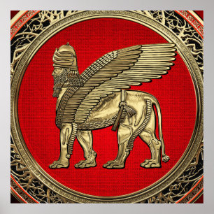 [900] Assyrische vleugelvleugel - Gold Lamassu Poster