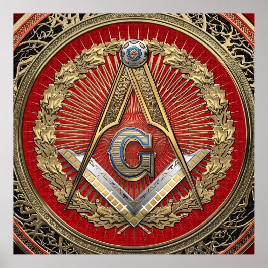 [901] Master Mason - Gold Square & Compass Poster (Voorkant)